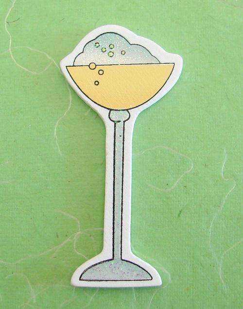 ON SALE - Paint & Glitter Wood-Cut CHAMPAGNE GLASS Embellishments - Pack of 2 Pieces