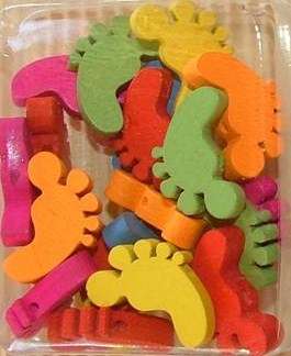 Wooden Beads, Assorted Colours, FEET (10 Pieces per Pack)