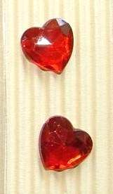 Rhinestones, RED HEARTS, 11mm (20 Rhinestones per Pack)