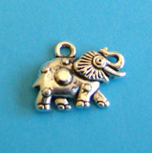 Elephant Charm, Metal, Nickel, 12mmx16mm (3 Pieces per pack)