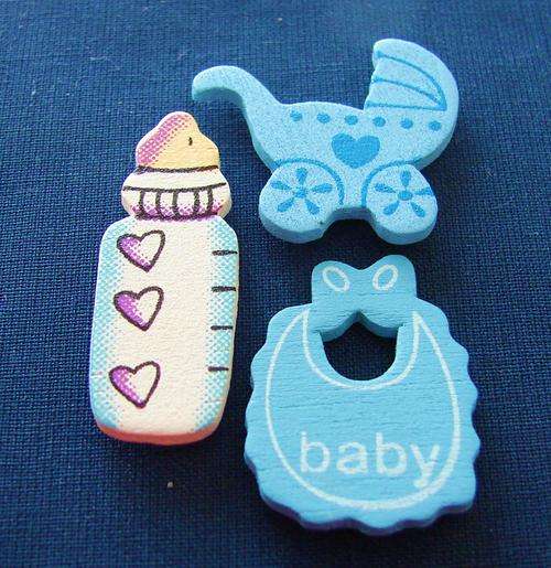 Wood-cut BIB, PRAM & BABY BOTTLE Embellishments (Sold as a set)
