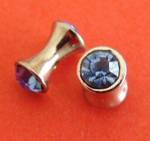 9mm Double Sapphire Blue Rhinestone Spacer - Single Hole