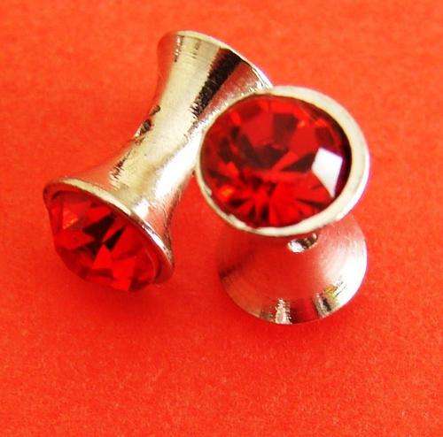 12mm Double Red Rhinestone Spacer - Single Hole
