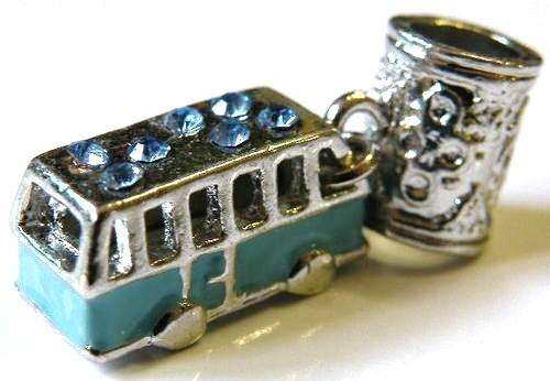 20mm Blue & Silver Bus Dangle Charm