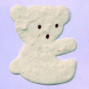 35mm x 43mm White Teddy Mulberry Paper Embellishment (3 Pieces per Pack)