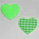 15mm Green Gingham Fabric Heart Embellishments (Sold in Pack of 5 Pieces)
