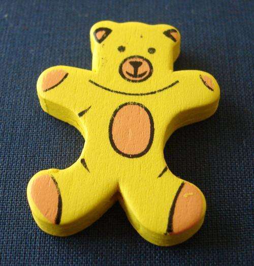 35mm Wood-Cut Teddy Bear Decoration/Bead - Assorted Colours