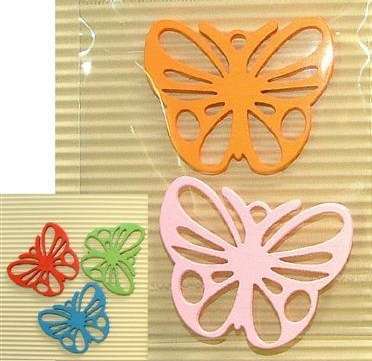 45mm x 35mm Wood-Cut Butterfly Embellishments (Sold in Pack of 2 Pieces - Random Assorted Colours)