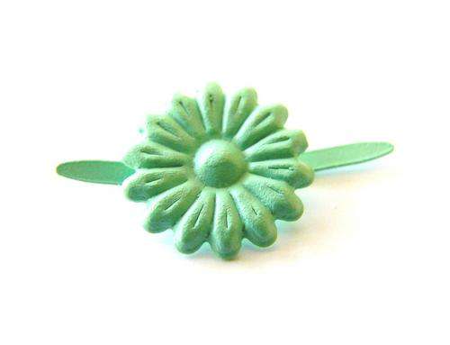 12mm Light Green Flower Metal Brads (Sold in Pack of 7 Pieces)