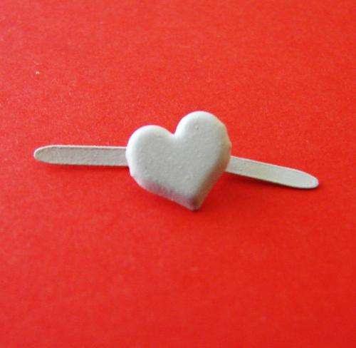 8mm White Heart Metal Brads (Sold in Pack of 6 Pieces)