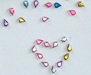 Small (6mm x 4mm) Teardrop Rhinestones - Assorted Colours (Sold in Pack of 50 Pieces)