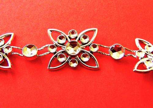 18mm Width Flower & Rhinestone Bling Bling on String (Sold by the Meter)