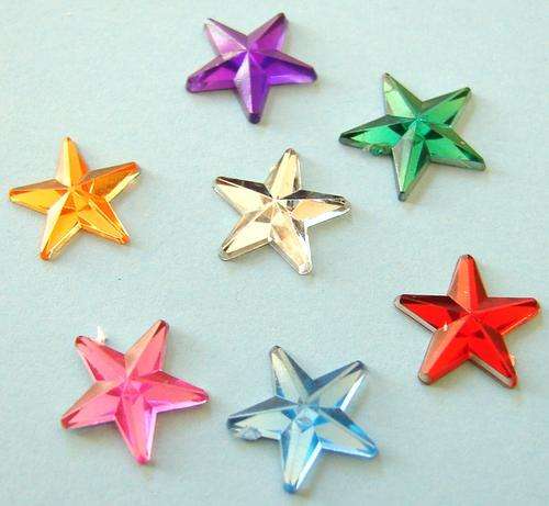 10mm Star Shaped Rhinestones - Assorted Colours (Sold in Pack of 20 Pieces)