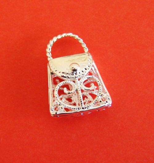 18mm NICKEL & LEAD FREE Bright Silver Handbag Charm