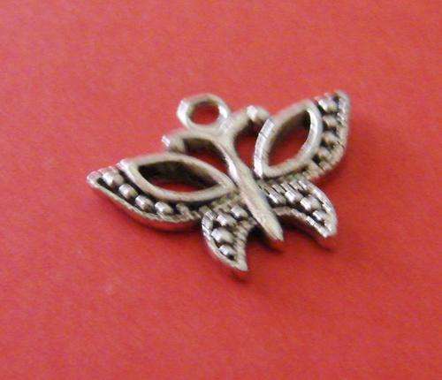 15mm Silvertone Metal Butterfly Charm