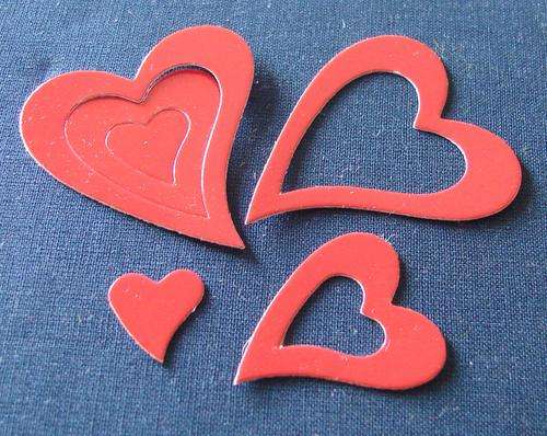 Set of 37mm, 23mm & 12mm Red Paper Board Heart Embellishment (3 Sets per Pack)