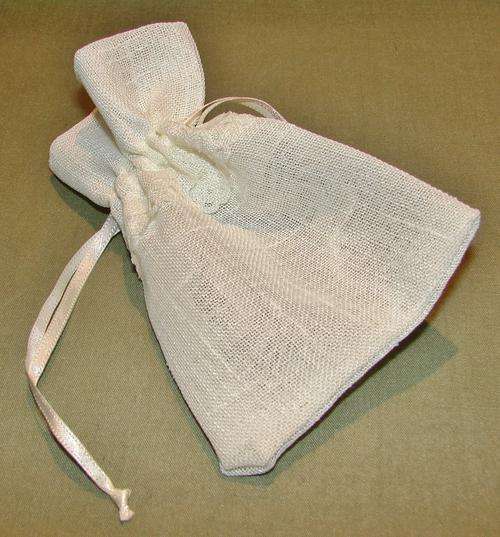 13cm x 9cm Cream Fabric Bag with Lace Detail