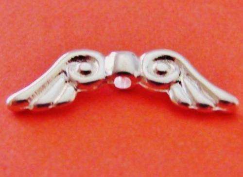 20mm x 5mm Shiny Silver Angel Wing Bead