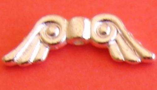 21mm x 8mm Silver Plated Angel Wing Bead