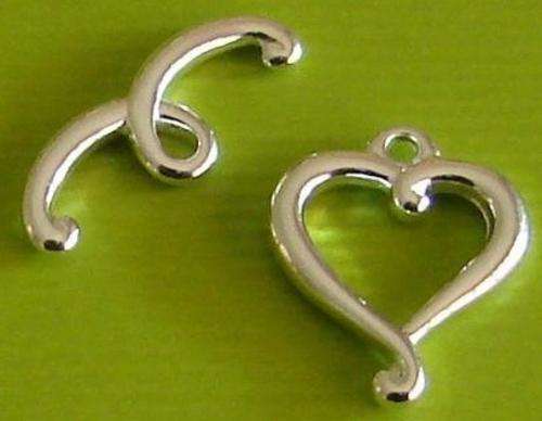 14mm Silver Plated Heart Shaped Toggle Clasp - High Quality *