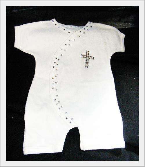Personalized Stunning Diamond White Cross Baby Grow