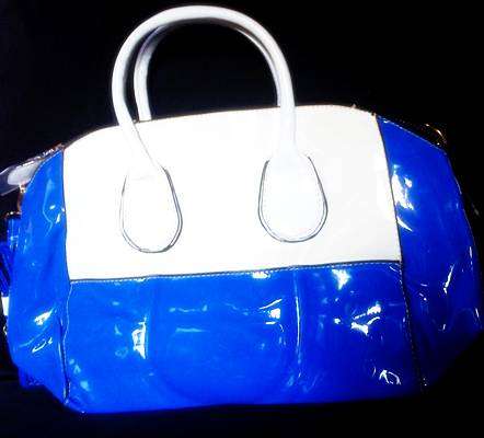 Blue and White Vinal Bag