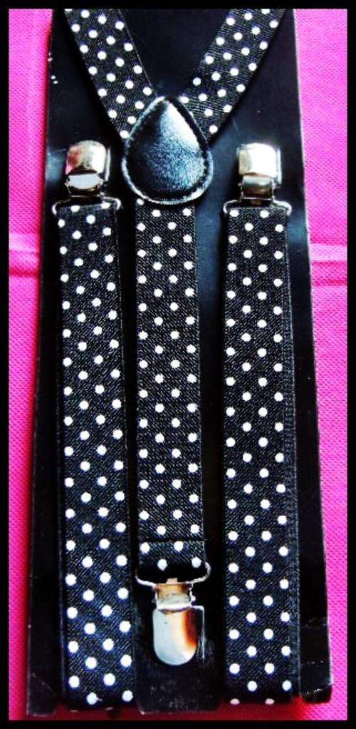 Black and White Polka Dot Suspenders