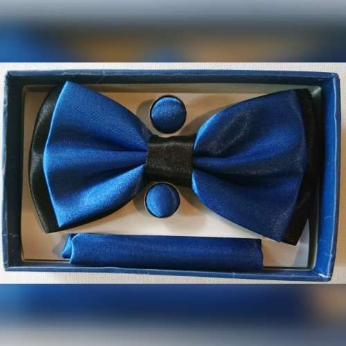 Royal Blue and Black Bowtie Cuffs and Hank Set
