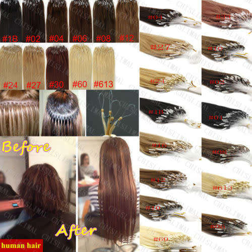 16" Microloop Human Hair Extensions Brown 100 Strands