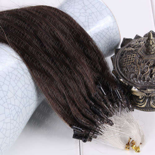 16" Microloop Human Hair Extensions Brown 100 Strands