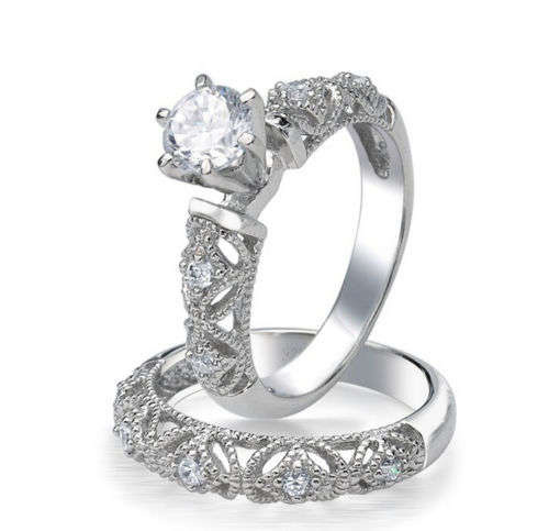 Elegant 10KT White Gold Filled 1.5ct CZ Hollowed out Wedding Ring