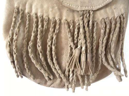 Funky sling bag, genuine leather brown beige