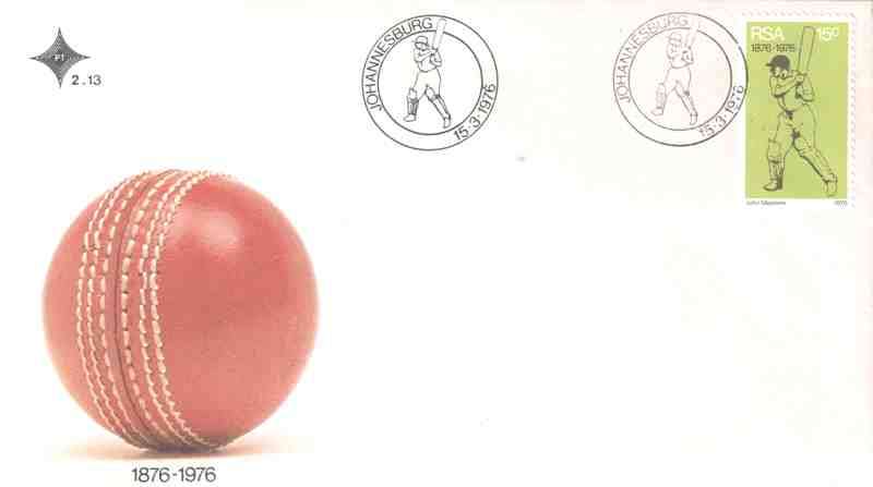 1976 - SA FDC 2.13 - Sport - Cricket 1876-1976