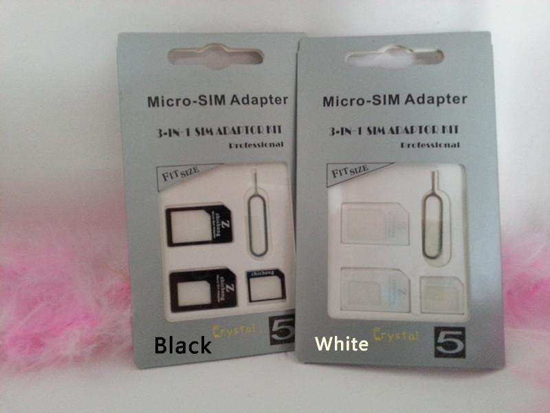 3 in 1 Nano SIM to Micro SIM / Standard SIM Card Adapters for iPhone 5