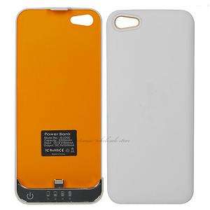 iPhone 5 5G External RECHARGEABL BATTERY CHARGER POWER BANK COVER CASE white