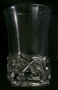 SHOT GLASS WITH PEWTER EMBELLISHMENT
