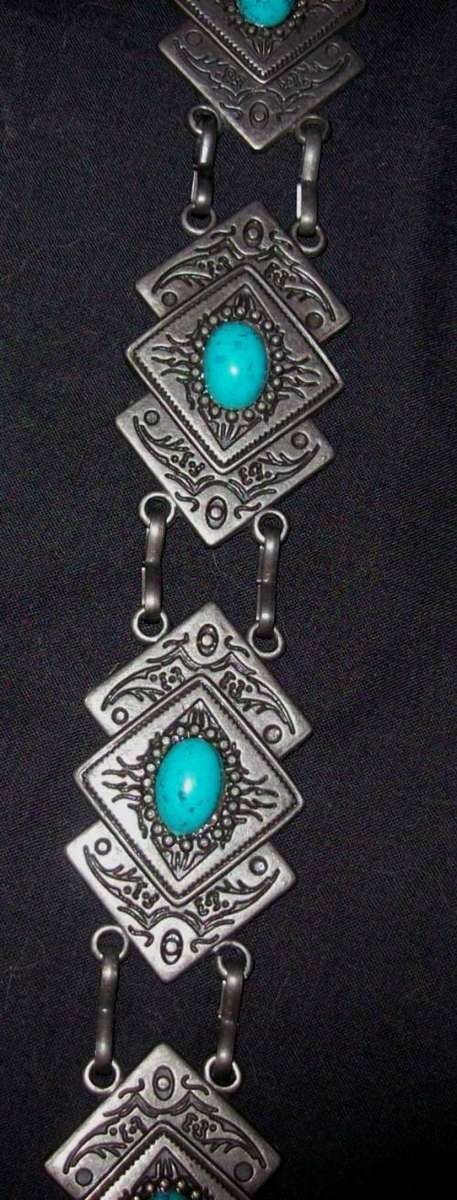PEWTER AND TURQUOISE LINK-BELT