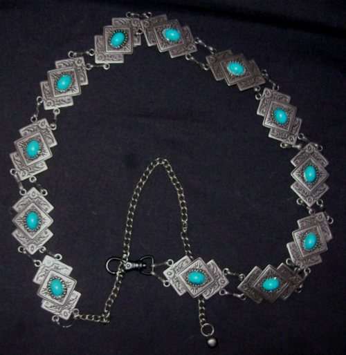 PEWTER AND TURQUOISE LINK-BELT