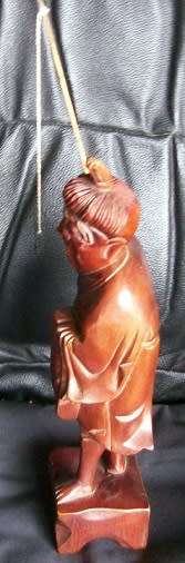 VINTAGE HAND CARVED ASIAN FISHERMAN - 40`s