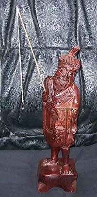 VINTAGE HAND CARVED ASIAN FISHERMAN - 40`s