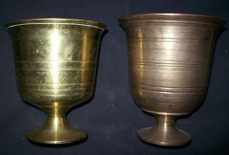 2 BRASS APOTHECARY MORTARS