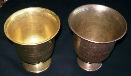 2 BRASS APOTHECARY MORTARS