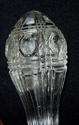 ANTIQUE CRYSTAL CUT GLASS AND SILVER PLATE SALAD SERVERS