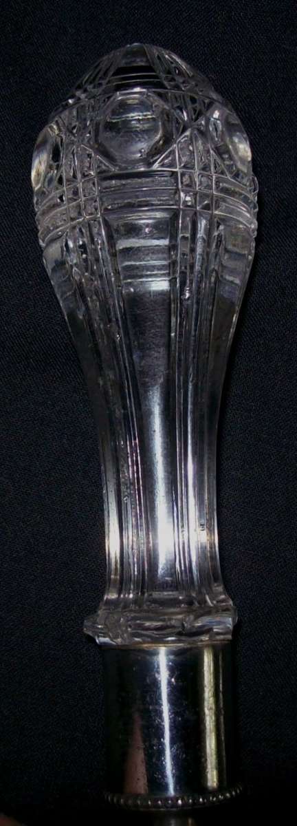 ANTIQUE CRYSTAL CUT GLASS AND SILVER PLATE SALAD SERVERS