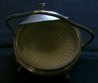 VINTAGE PEWTER BUTTER DISH WITH GLASS INNER