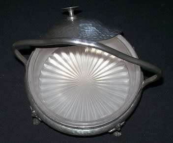 VINTAGE PEWTER BUTTER DISH WITH GLASS INNER