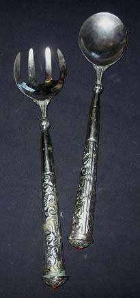 SILVER PLATED PEWTER SALAD SERVERS