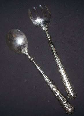 SILVER PLATED PEWTER SALAD SERVERS