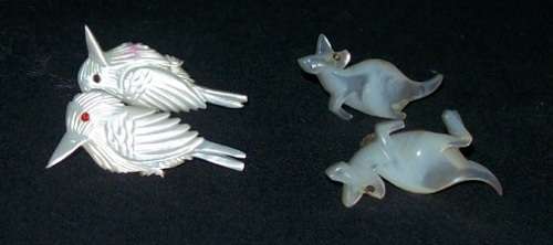 TWO PAIRS OF screw-on EARRINGS. Mother of Pearl