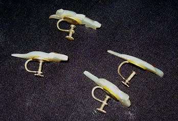 TWO PAIRS OF screw-on EARRINGS. Mother of Pearl